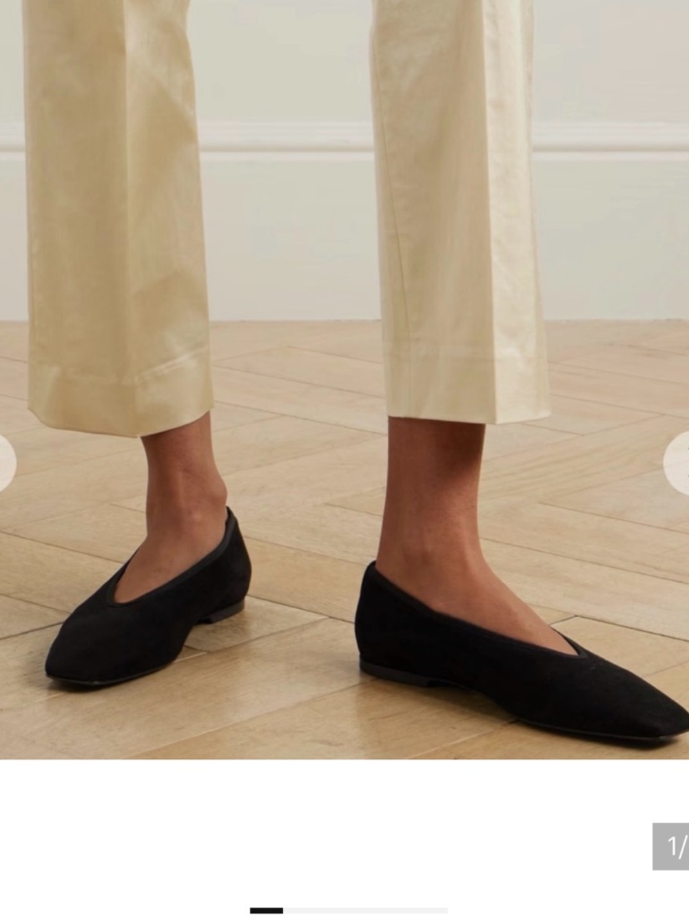 Toteme Black Velvet Ballet Flats